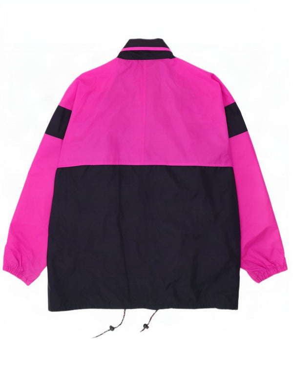 Giacca antipioggia vintage da uomo con cappuccio UK 42 XL Poliammide color block rosa