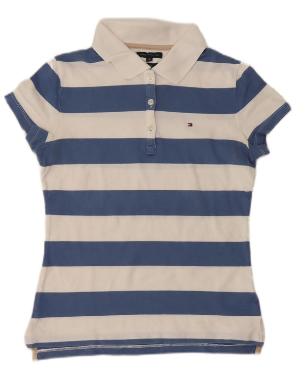 Polo da donna slim fit Tommy Hilfiger UK 12 a righe bianche medie