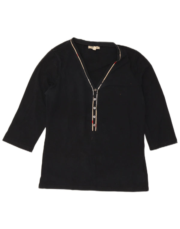 Top da donna Burberry manica 3/4 UK 14 grande nero
