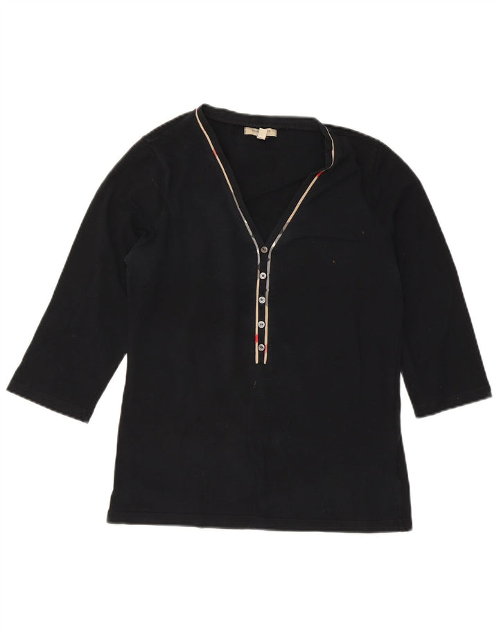 Top da donna Burberry manica 3/4 UK 14 grande nero