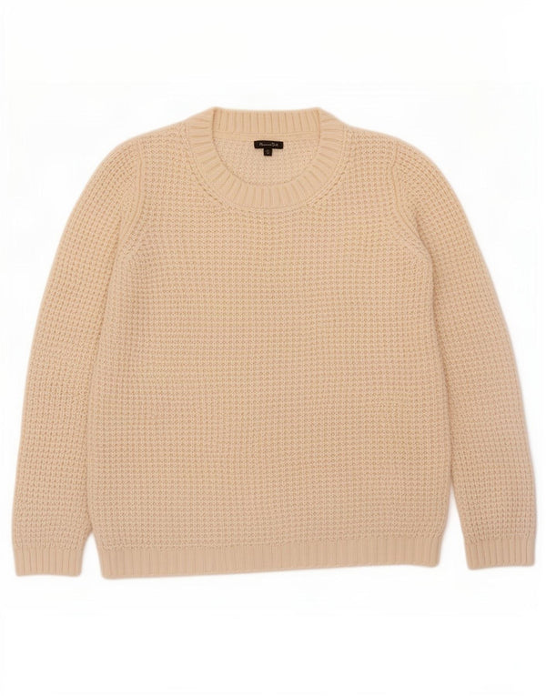 Maglione maglione girocollo da donna Massimo Dutti UK 16 grande acrilico bianco sporco