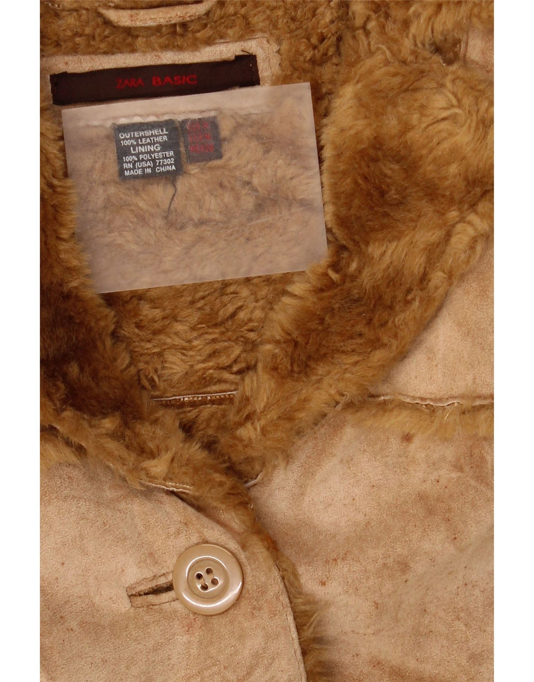 Giubbotto in shearling da donna Zara UK 14 in pelle beige medio