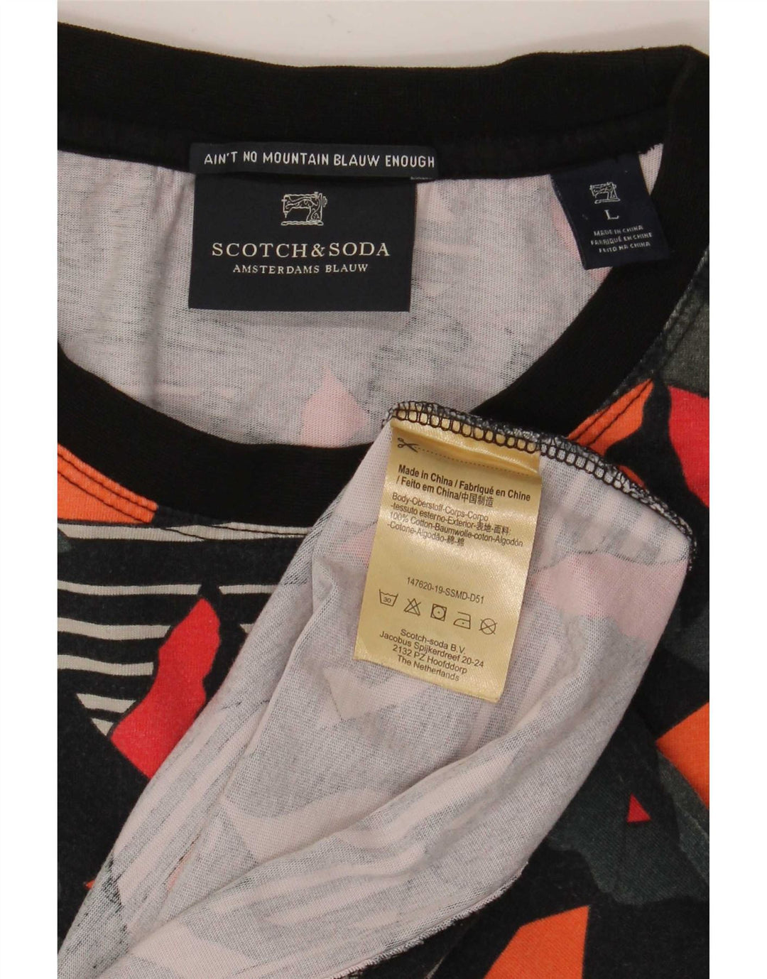 T-shirt da uomo Scotch & Soda Top grande in cotone geometrico multicolore