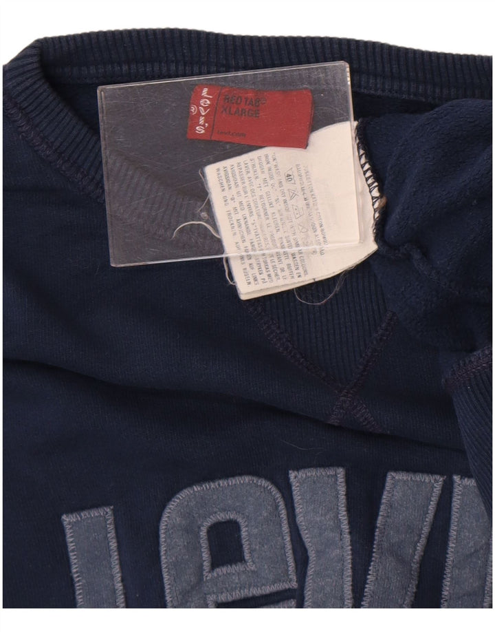 Felpa grafica da uomo Levi's, maglione XL, cotone blu navy