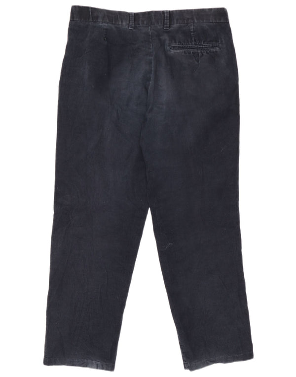 Pantaloni dritti in velluto a coste da uomo Marks & Spencer W34 L27 cotone blu navy