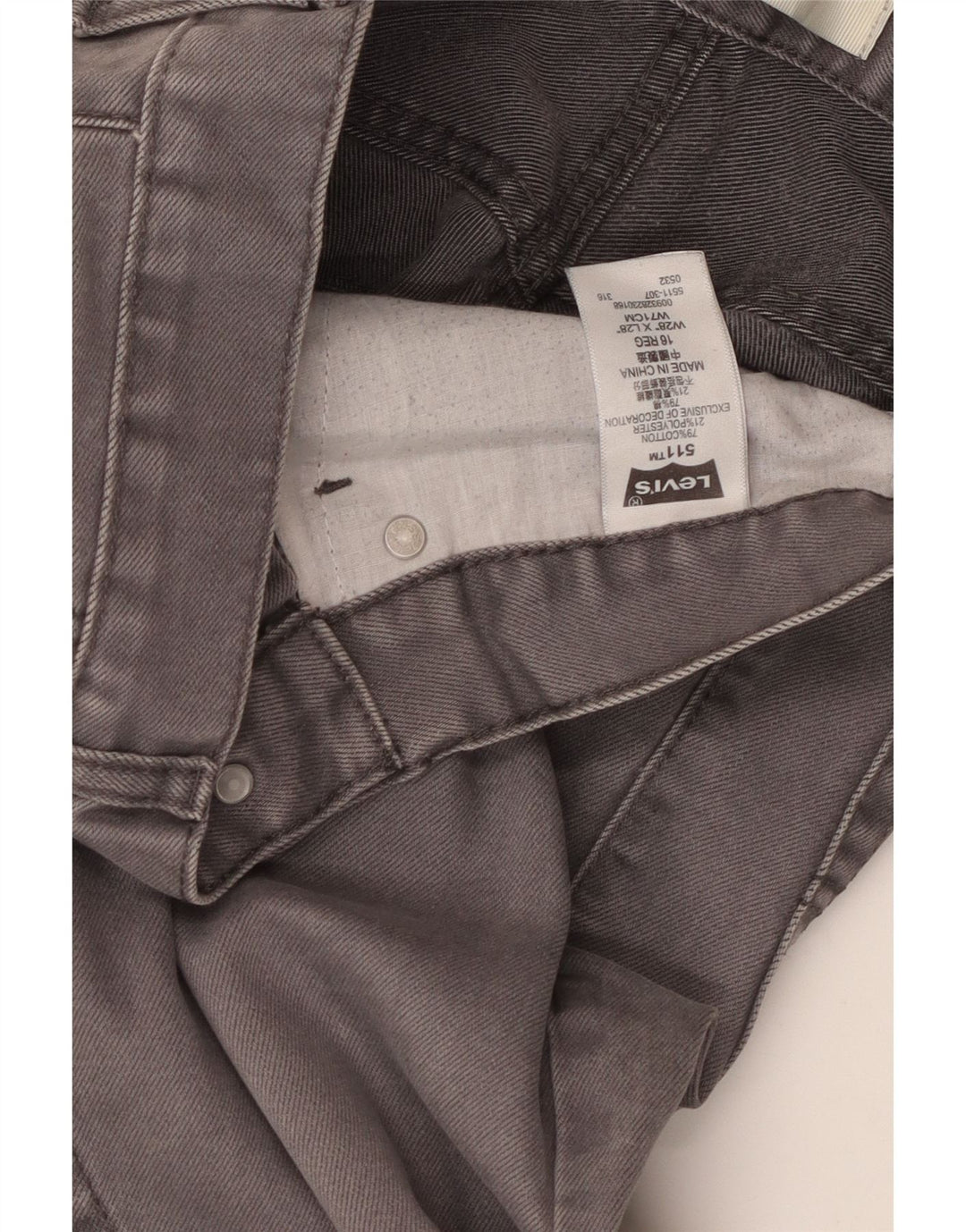 Levi's Ragazzi 511 Jeans Slim 15-16 anni W28 L28 Cotone Grigio