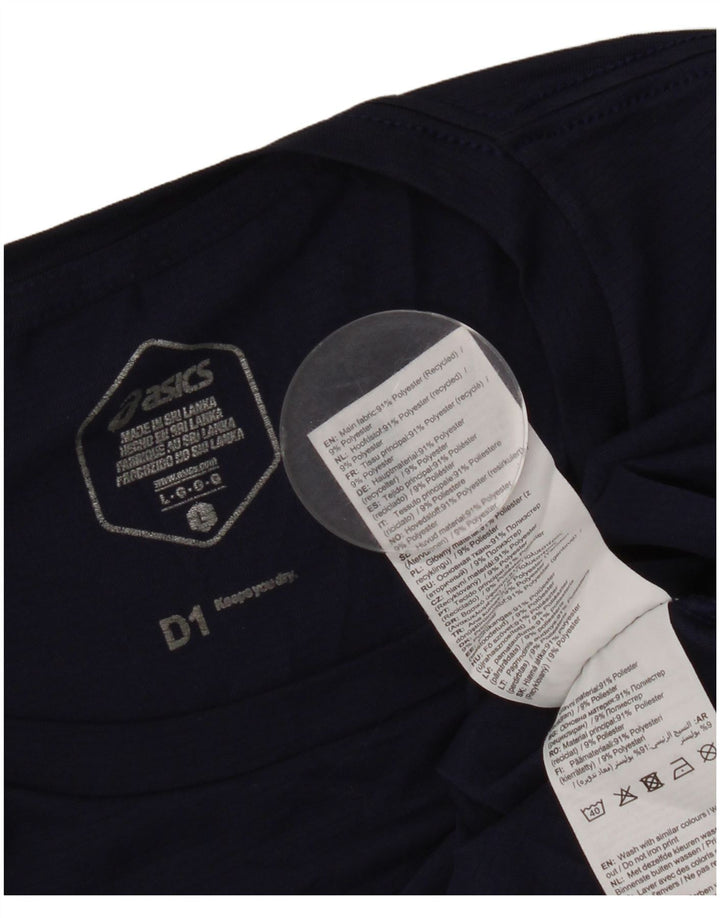 T-shirt grafica da uomo Asics, taglia grande, in poliestere blu navy