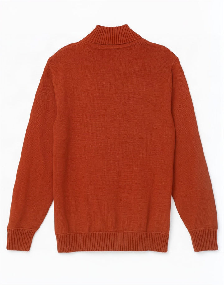 Eddie Bauer Maglione da uomo con zip e collo grande in cotone marrone