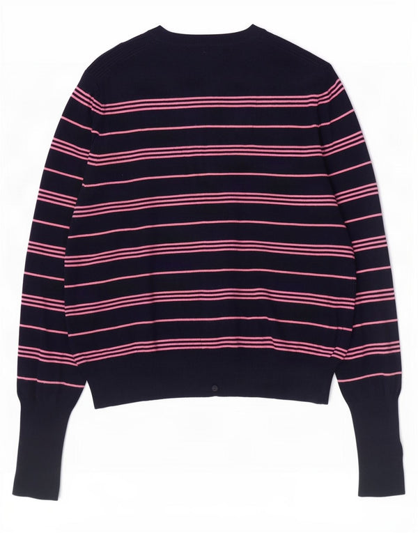 Maglione cardigan corto da donna Marks & Spencer UK 12 medio blu navy a righe
