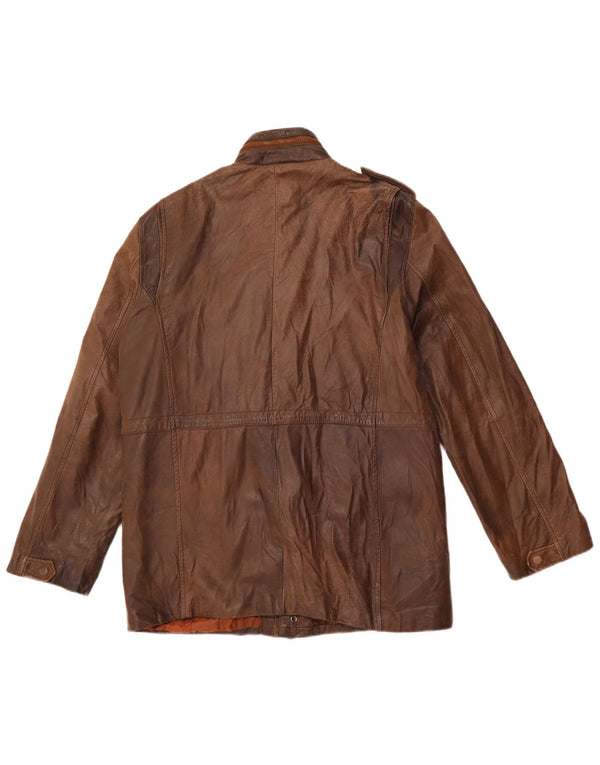 Giacca in pelle militare da uomo vintage UK 38 in pelle marrone medio