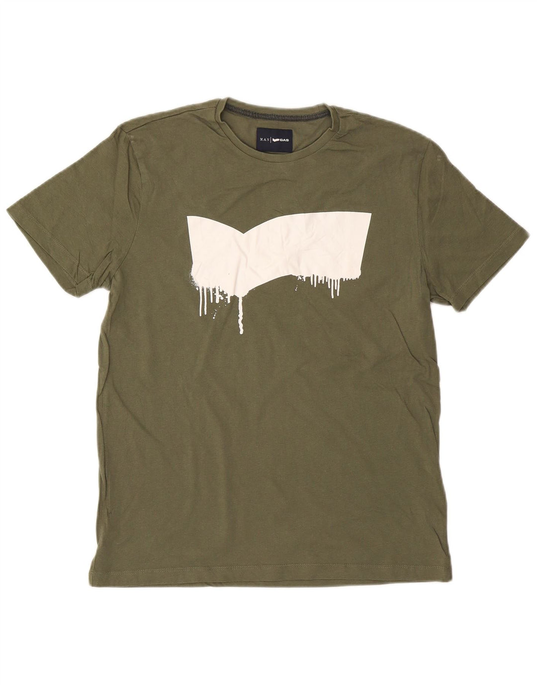 T-shirt grafica da uomo GAS Top grande in cotone kaki