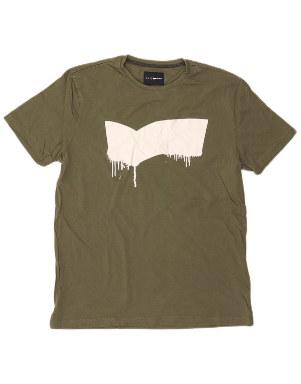 T-shirt grafica da uomo GAS Top grande in cotone kaki