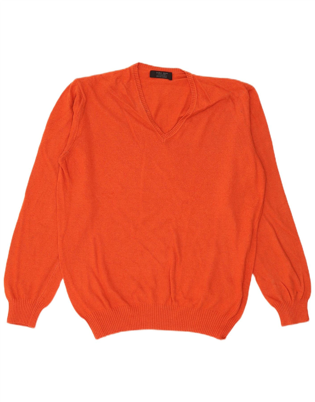 Maglione Zara da uomo con scollo a V XL in viscosa arancione