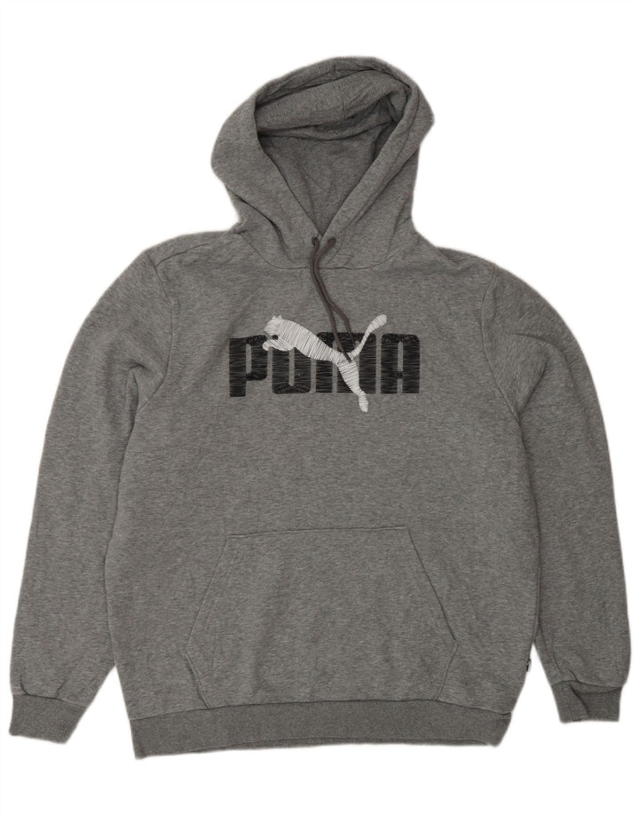Felpa con cappuccio grafica da uomo PUMA grande in cotone grigio