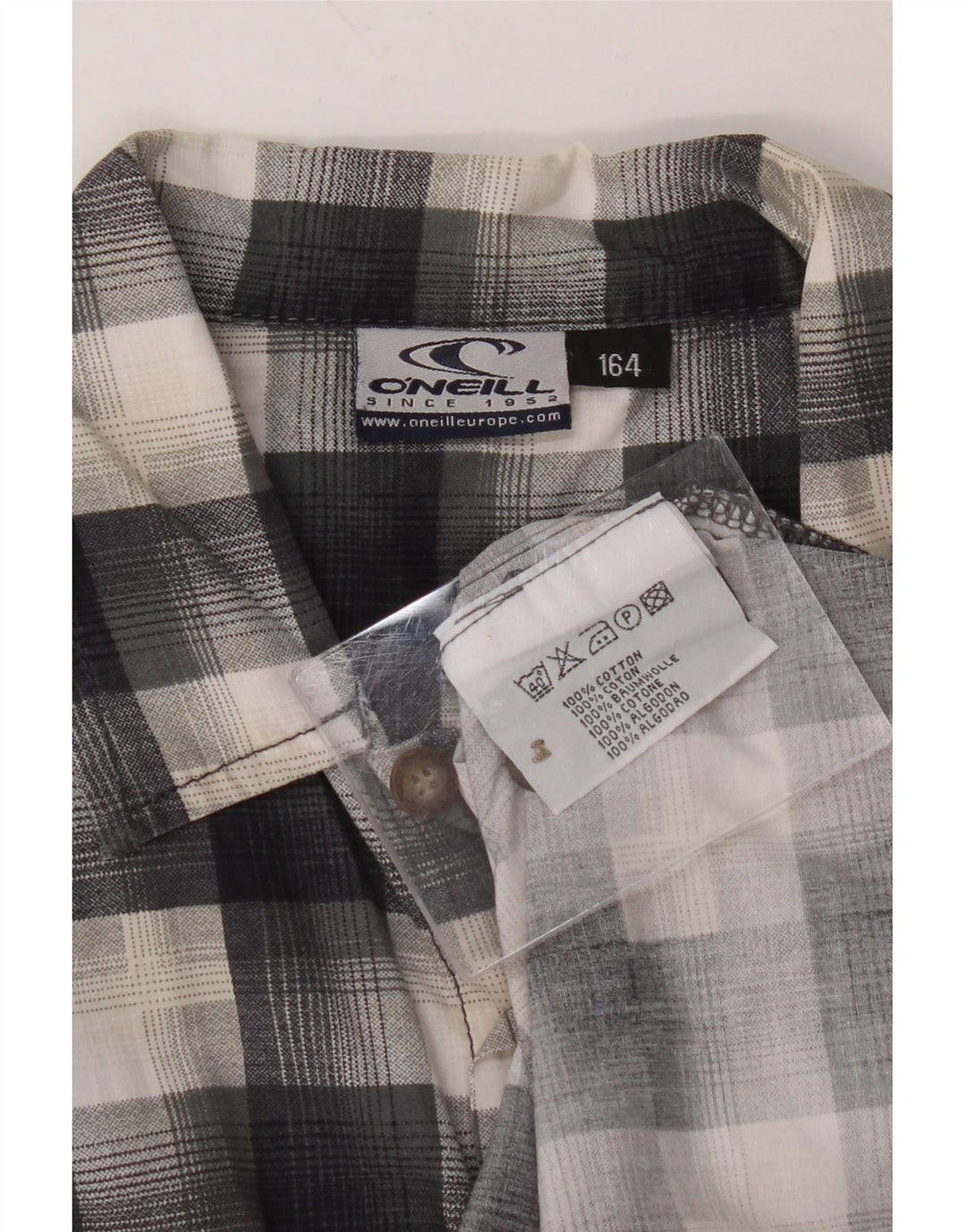 O'NEILL Boys Short Sleeve Shirt 14-15 Years Black Check Cotton Vintage O'Neill and Second-Hand O'Neill from Messina Hembry 