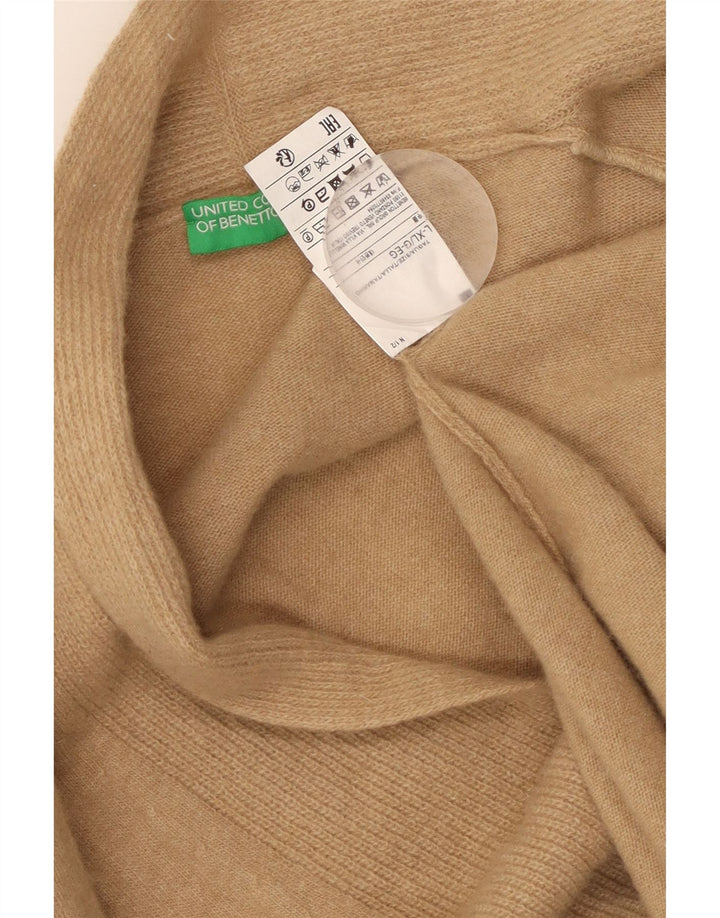 Maglione cardigan aperto lungo da donna Benetton UK 16 Large Beige Lana