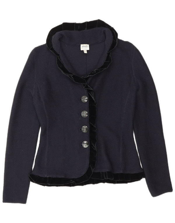 Maglione cardigan da donna con volant sul davanti ARMANI IT 42 blu navy medio