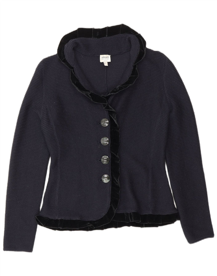 Maglione cardigan da donna con volant sul davanti ARMANI IT 42 blu navy medio