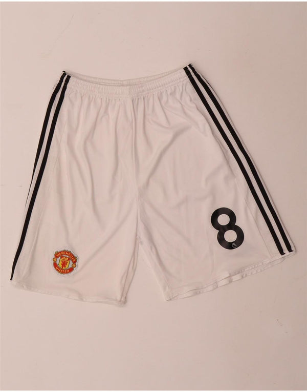 Pantaloncini sportivi Adidas da uomo Manchester United Graphic piccoli poliestere bianco