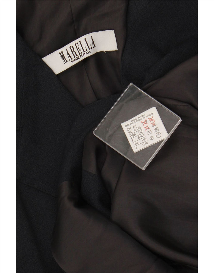 Giacca blazer da donna a 4 bottoni MARELLA UK 16 grande in viscosa blu navy