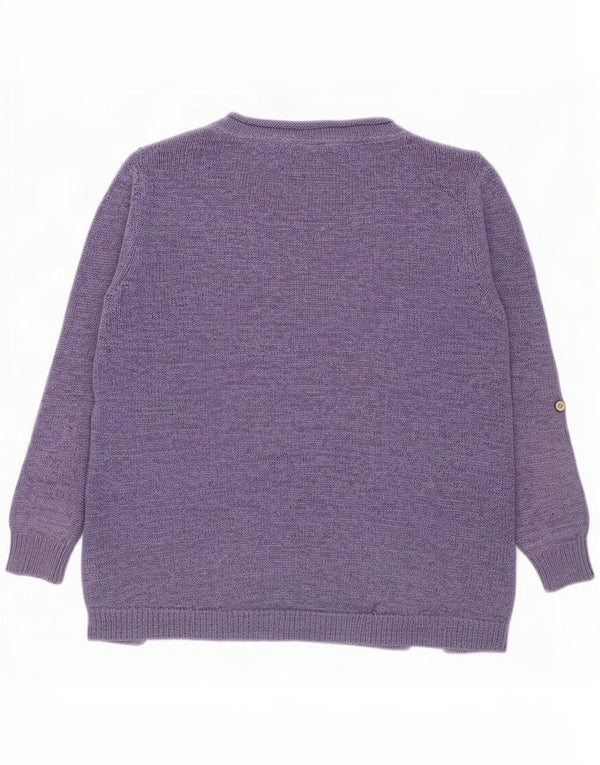 White Stuff Maglione da donna con scollo a barchetta UK 14 Large Purple Linen