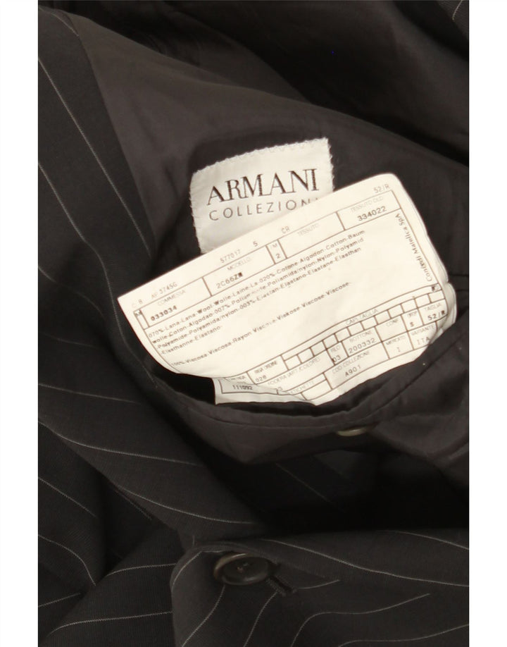 Giacca blazer da uomo a 3 bottoni Armani Collezioni IT 52 grande gessato nero