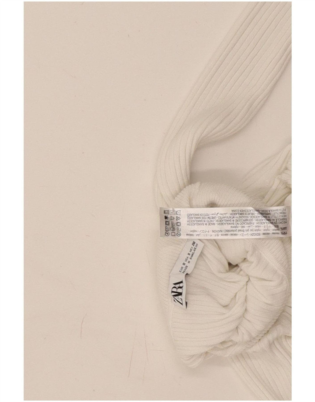 Top Zara da donna con collo alto e camicetta corta UK 8 Small in viscosa bianca