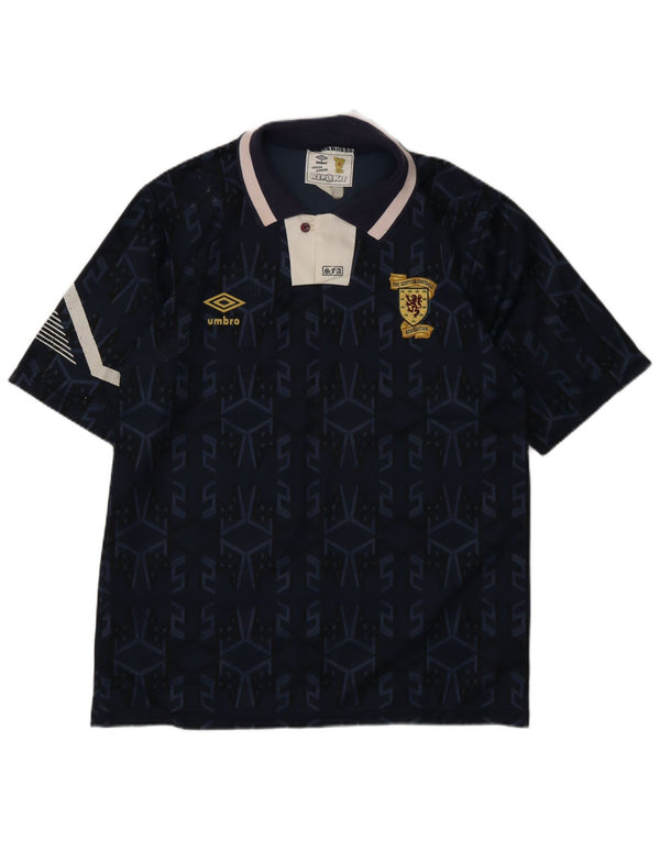 Maglia da calcio Umbro da uomo Scozia 1991-1993 Medium Blu Navy geometrica