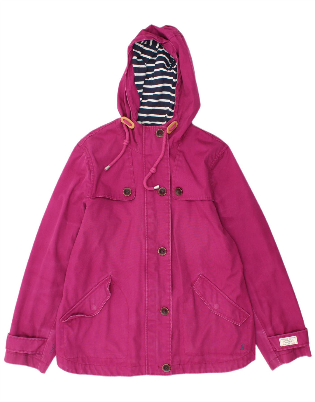 JOULES giacca a vento con cappuccio da donna UK 14 grande cotone rosa