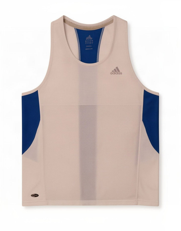 Canotta Adidas Climacool da uomo, grande, in poliestere color block bianco