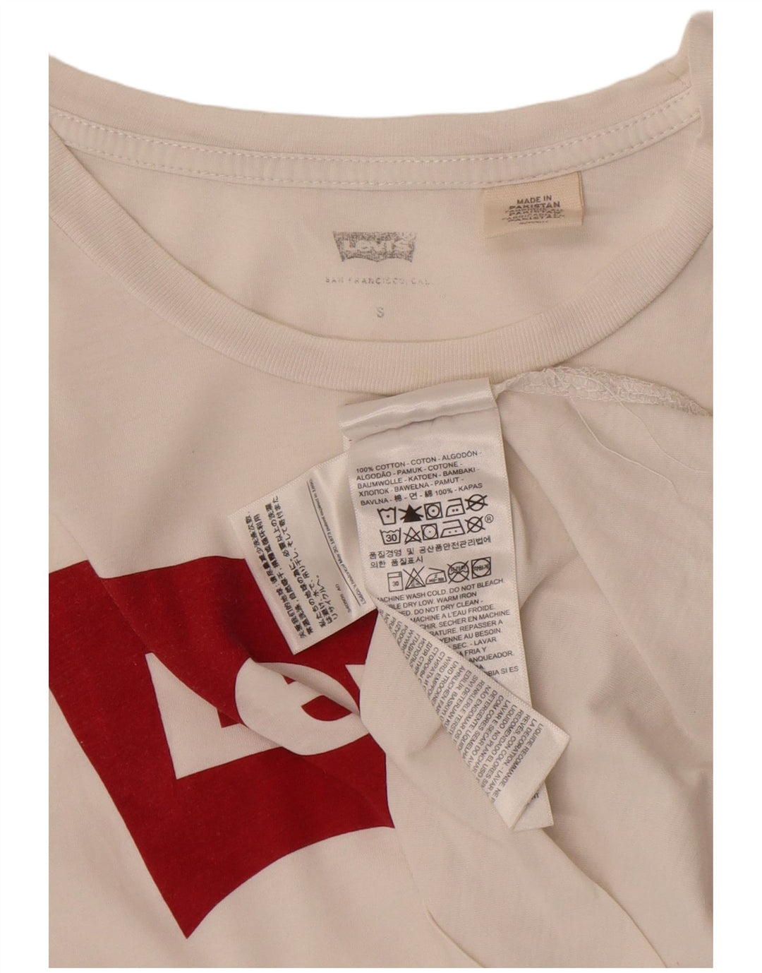 T-shirt grafica da donna Levi's Top UK 10 piccola in cotone bianco