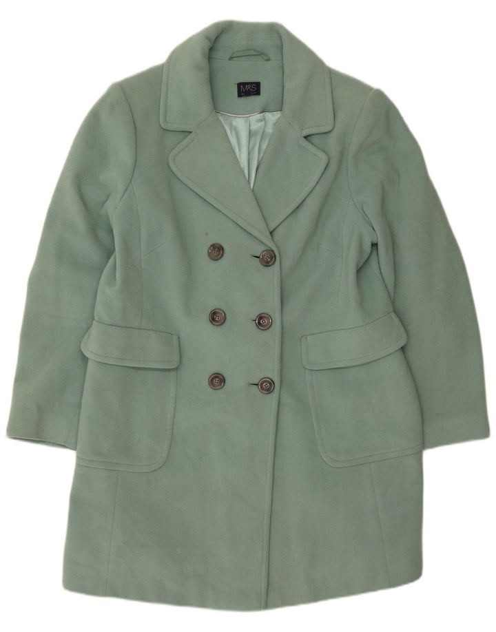 Cappotto doppiopetto da donna Marks & Spencer UK 16 grande lana verde