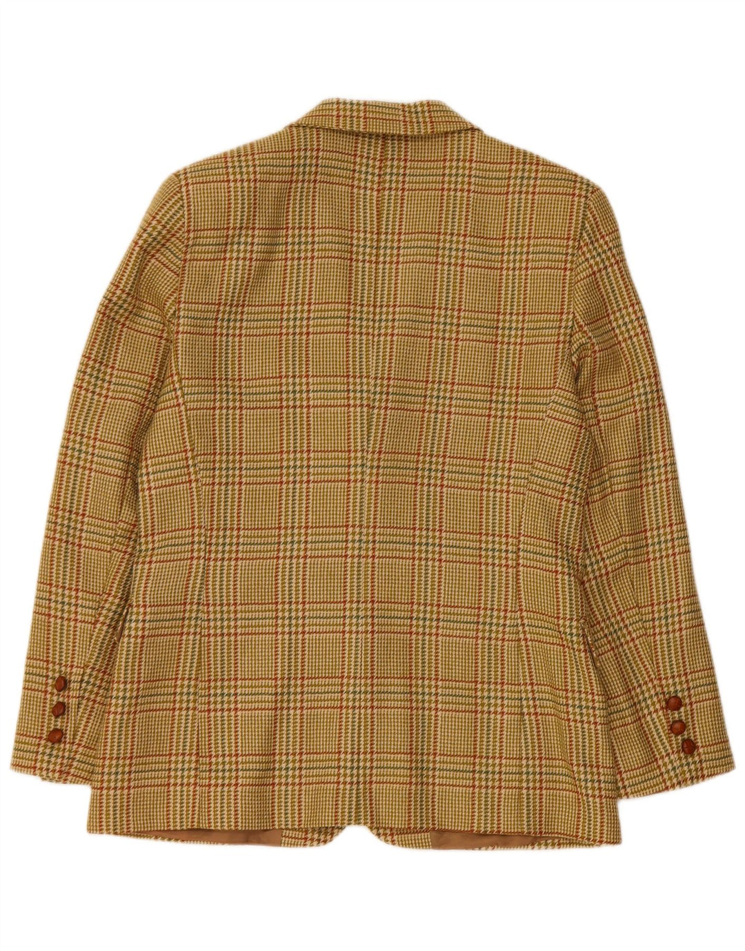 Giacca blazer vintage da donna a 2 bottoni IT 46 grande lana pied de poule verde