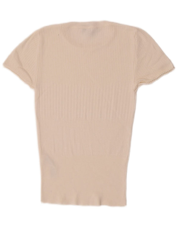Topshop T-shirt da donna Top UK 8 Small Off White Viscosa