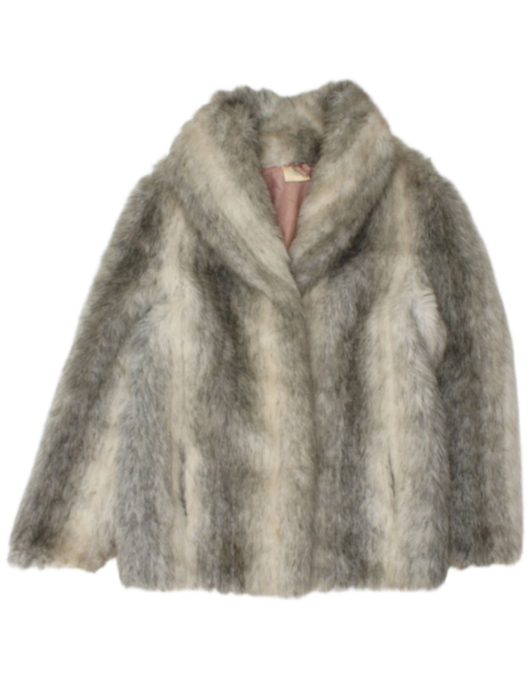 Giacca da donna in pelliccia sintetica Francesca UK 12 Modacrile con stampa animalier grigio medio