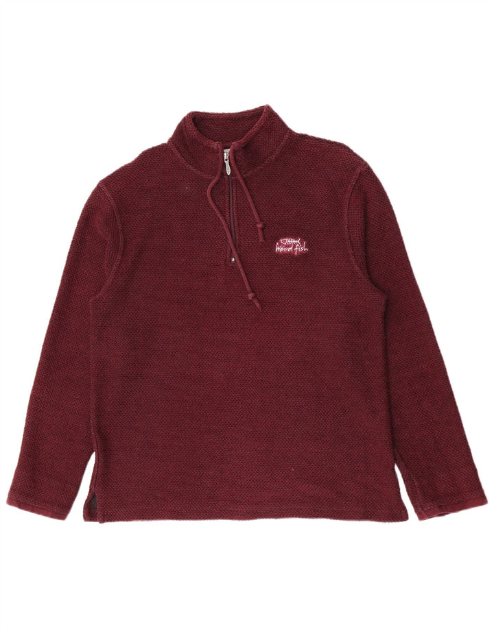 Felpa da uomo con collo con zip Weird Fish, cotone medio bordeaux