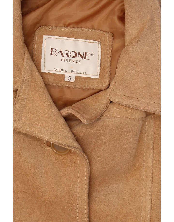 Giacca in pelle scamosciata da donna Barone UK 10 piccola in pelle beige