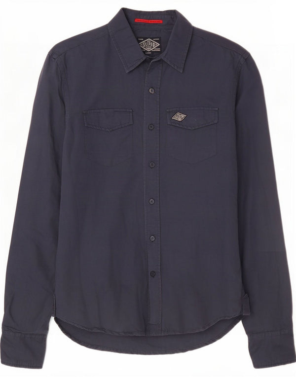 Camicia da uomo Superdry Large in cotone blu navy