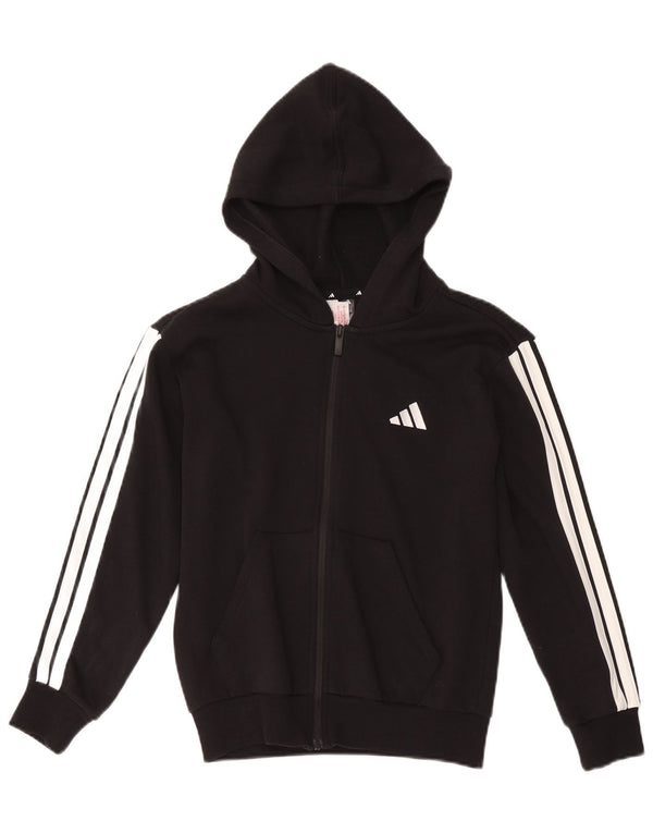 Maglione con cappuccio e zip Adidas da ragazzo 11-12 anni in cotone nero