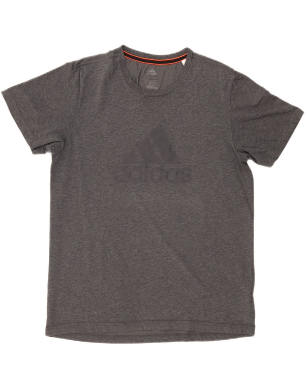 T-shirt grafica Adidas da uomo Climalite Top grande in cotone chiazzato grigio