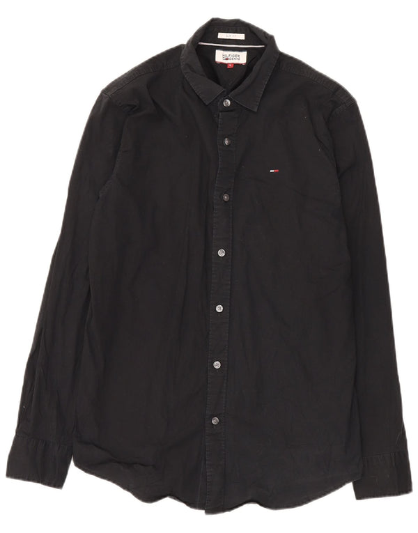 Camicia slim fit da uomo Tommy Hilfiger grande cotone nero