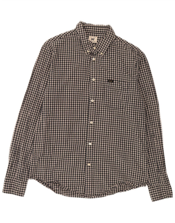 Camicia da uomo Lee in cotone a quadretti nero medio
