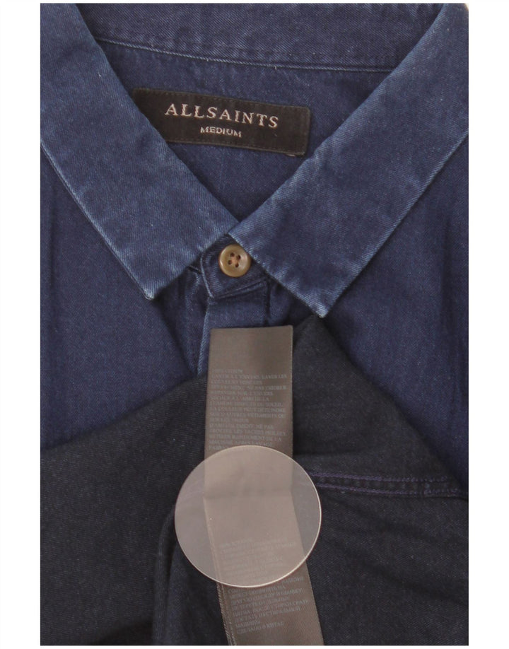 Camicia da uomo All Saints in cotone blu navy medio
