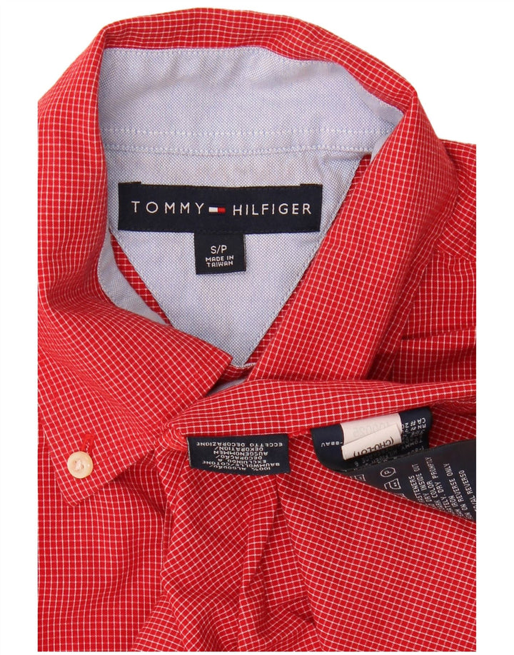 TOMMY HILFIGER Mens Short Sleeve Shirt Small Red Check Cotton