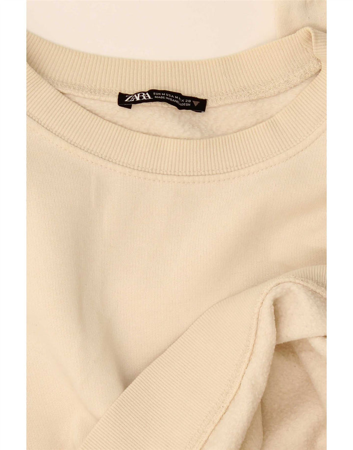 Felpa corta da donna Zara, maglione UK 14, beige medio