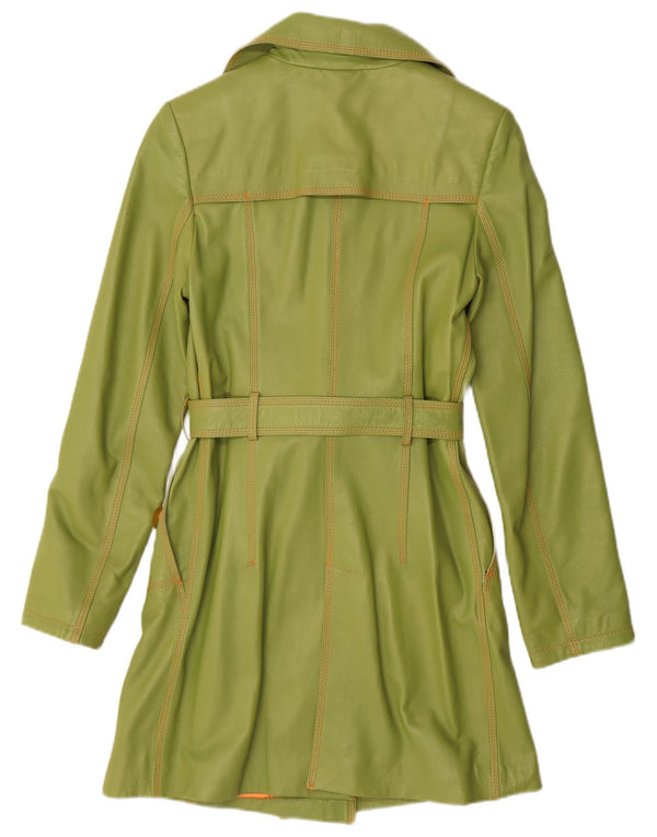 Cappotto in pelle doppio petto da donna di Benny UK 12 Pelle verde medio