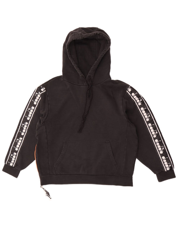 Felpa con cappuccio grafica da uomo Diadora Small in cotone nero