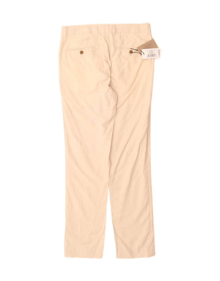 Pantaloni da abito dritti da uomo Farah W30 L32 Poliestere beige