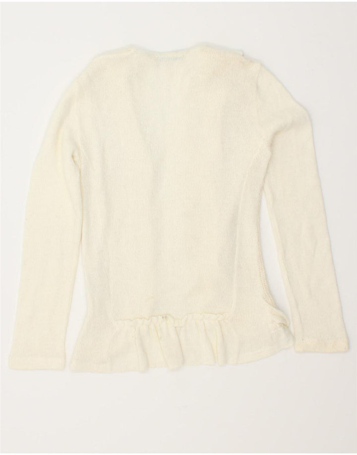 VINTAGE Womens Open Cardigan Sweater Medium Off White Acrylic Vintage Vintage and Second-Hand Vintage from Messina Hembry 