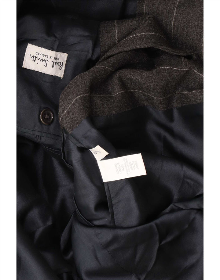Giacca blazer a 3 bottoni da uomo Paul Smith UK 40 grande lana gessata grigia